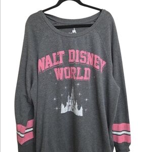 Disney World Oversized Sweatshirt, Pink Stripes 2X